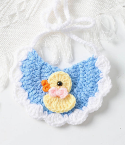 Crochet Duckie Cat Bib Tie Collar