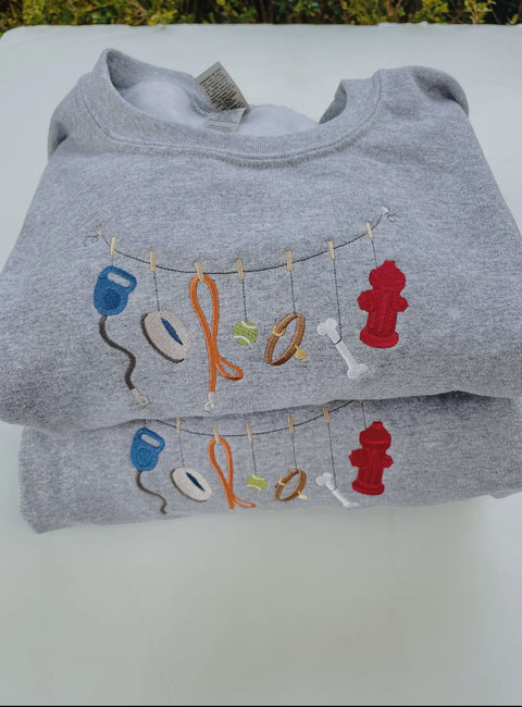 Embroidered Dog Clothesline Sweatshirt