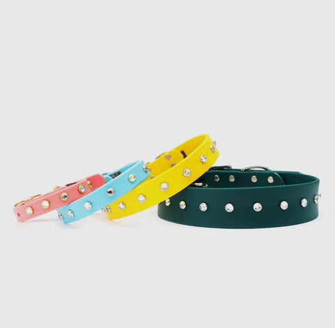 Mimi Green Studded Waterproof Buckle Collar
