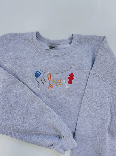 Embroidered Dog Clothesline Sweatshirt