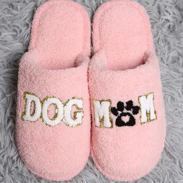 Sequined Dog Mom Home Slippers