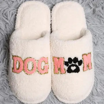 Sequined Dog Mom Home Slippers