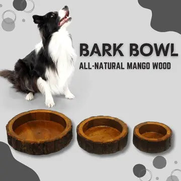 All-Natural Mango Wood Bark Water & Food Bowl