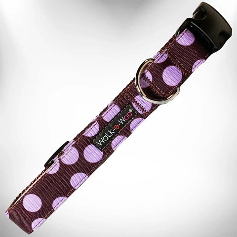 Walk-e-Woo Purple Polka Dot on Brown Collar